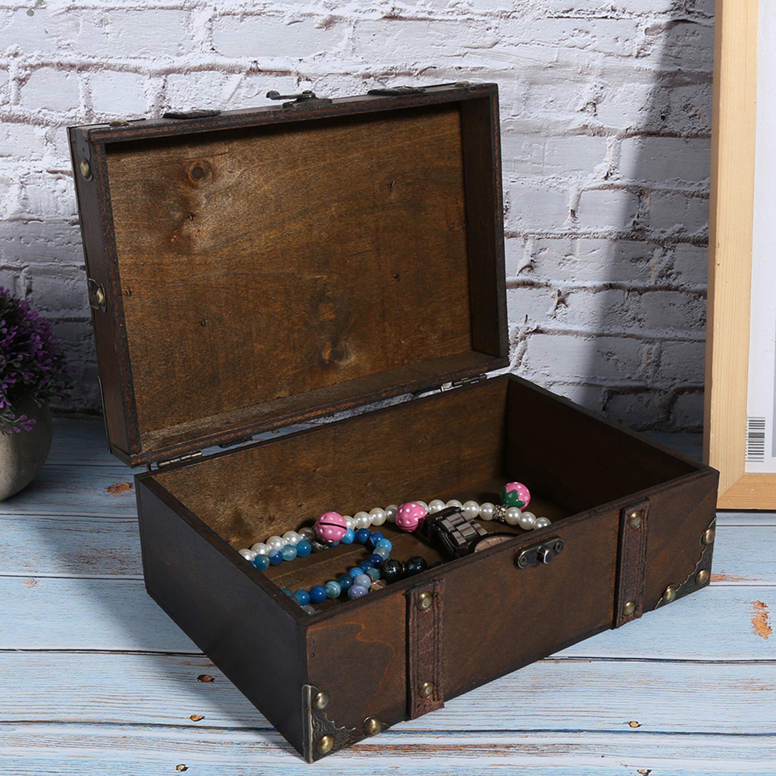 Amazon｜宝箱、ヴィンテージ木製宝箱、ジュエリー用アンティーク装飾